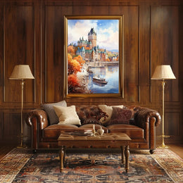 Grand Château Frontenac Watercolor European Travel Poster PosterGoat