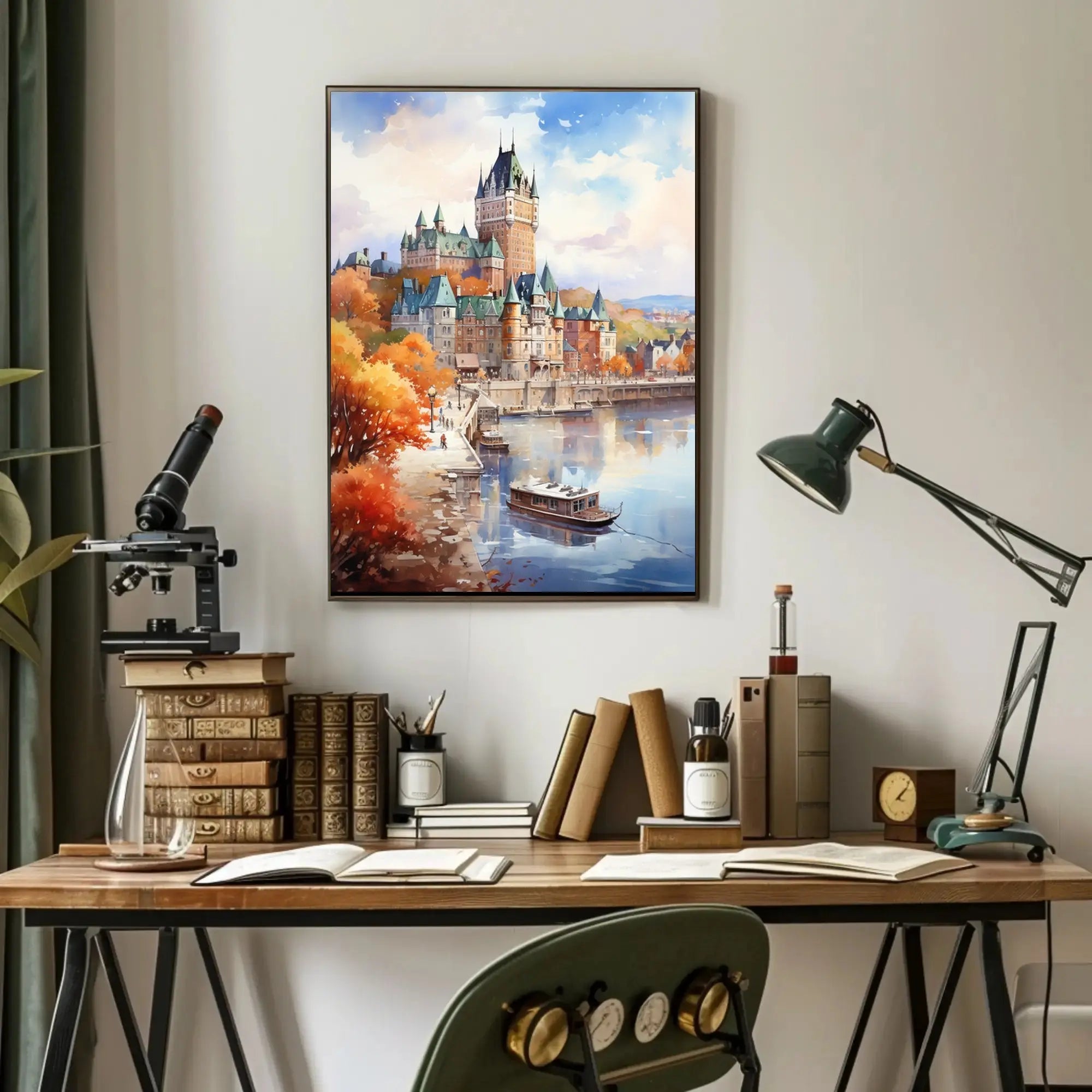 Grand Château Frontenac Watercolor European Travel Poster PosterGoat