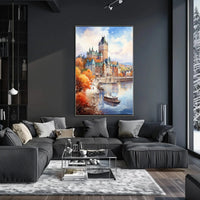 Grand Château Frontenac Watercolor European Travel Poster PosterGoat