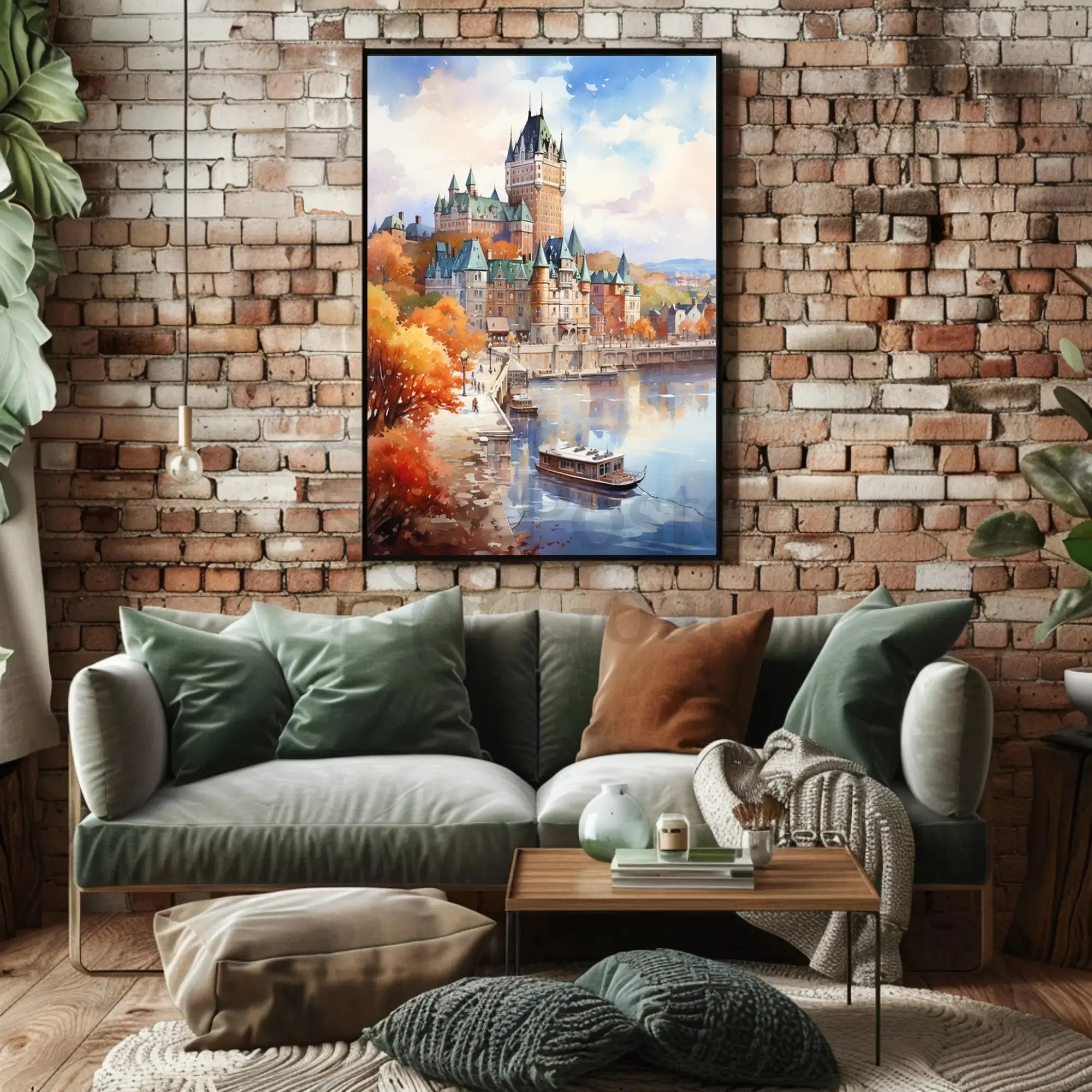 Grand Château Frontenac Watercolor European Travel Poster PosterGoat