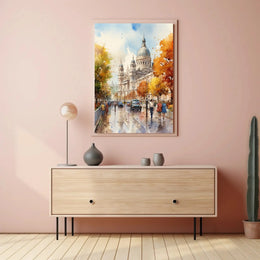 Grand European Architecture with Autumn Colors Artistic Poster PosterGoat