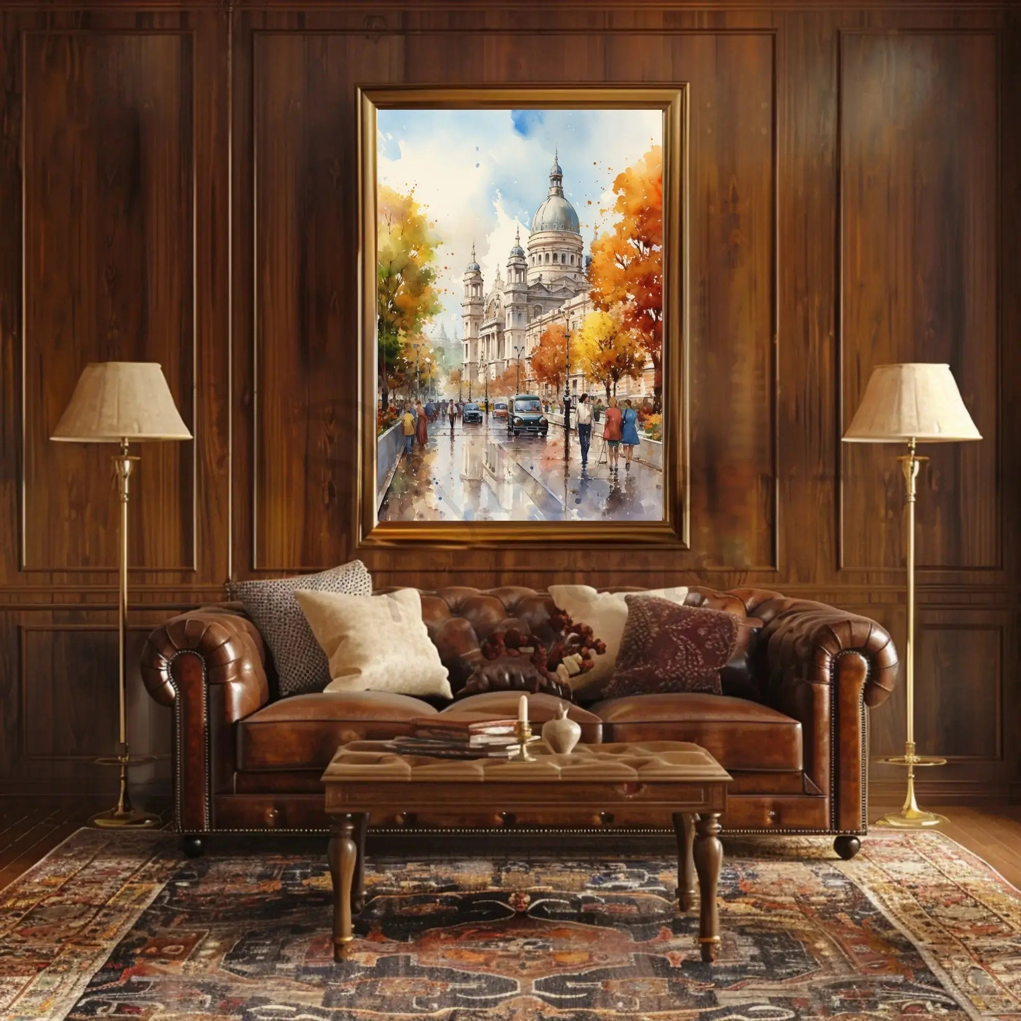 Grand European Architecture with Autumn Colors Artistic Poster PosterGoat