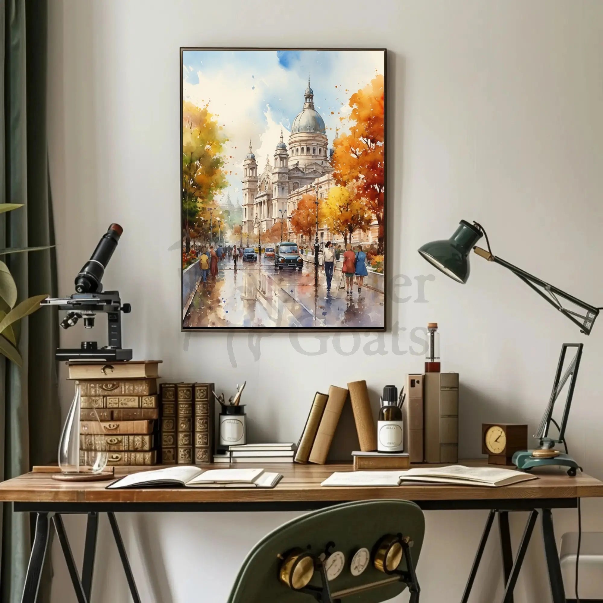 Grand European Architecture with Autumn Colors Artistic Poster PosterGoat