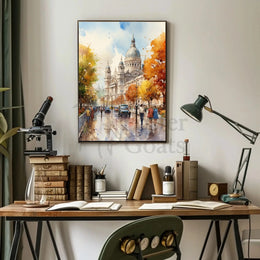 Grand European Architecture with Autumn Colors Artistic Poster PosterGoat