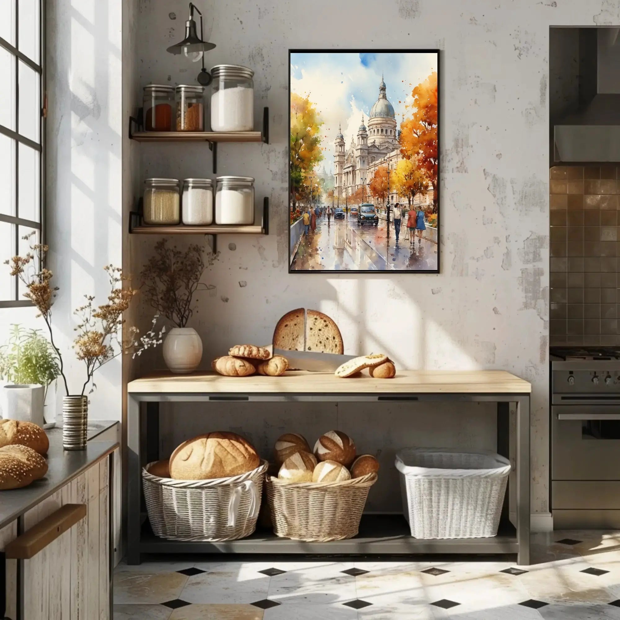 Grand European Architecture with Autumn Colors Artistic Poster PosterGoat