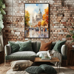 Grand European Architecture with Autumn Colors Artistic Poster PosterGoat