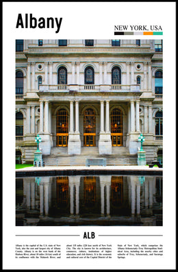Grand Historical Architecture Reflected Water Symmetry Heritage Poster PosterGoat