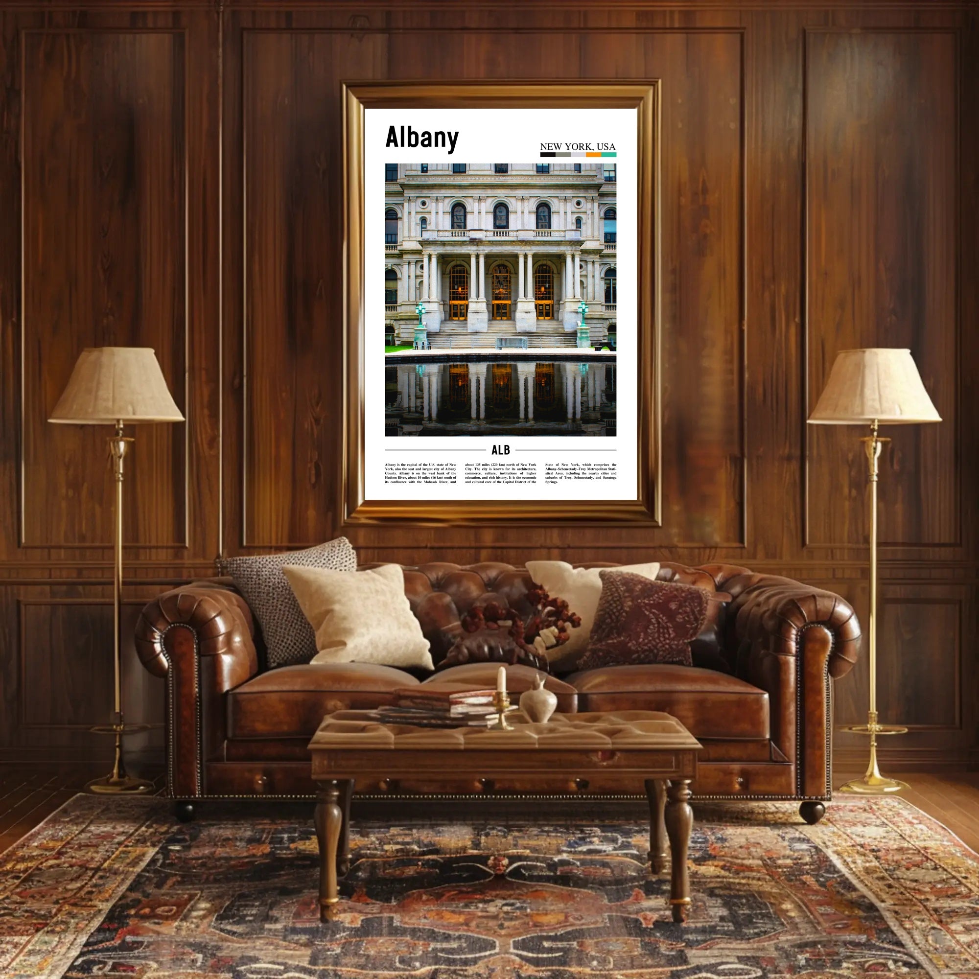 Grand Historical Architecture Reflected Water Symmetry Heritage Poster PosterGoat