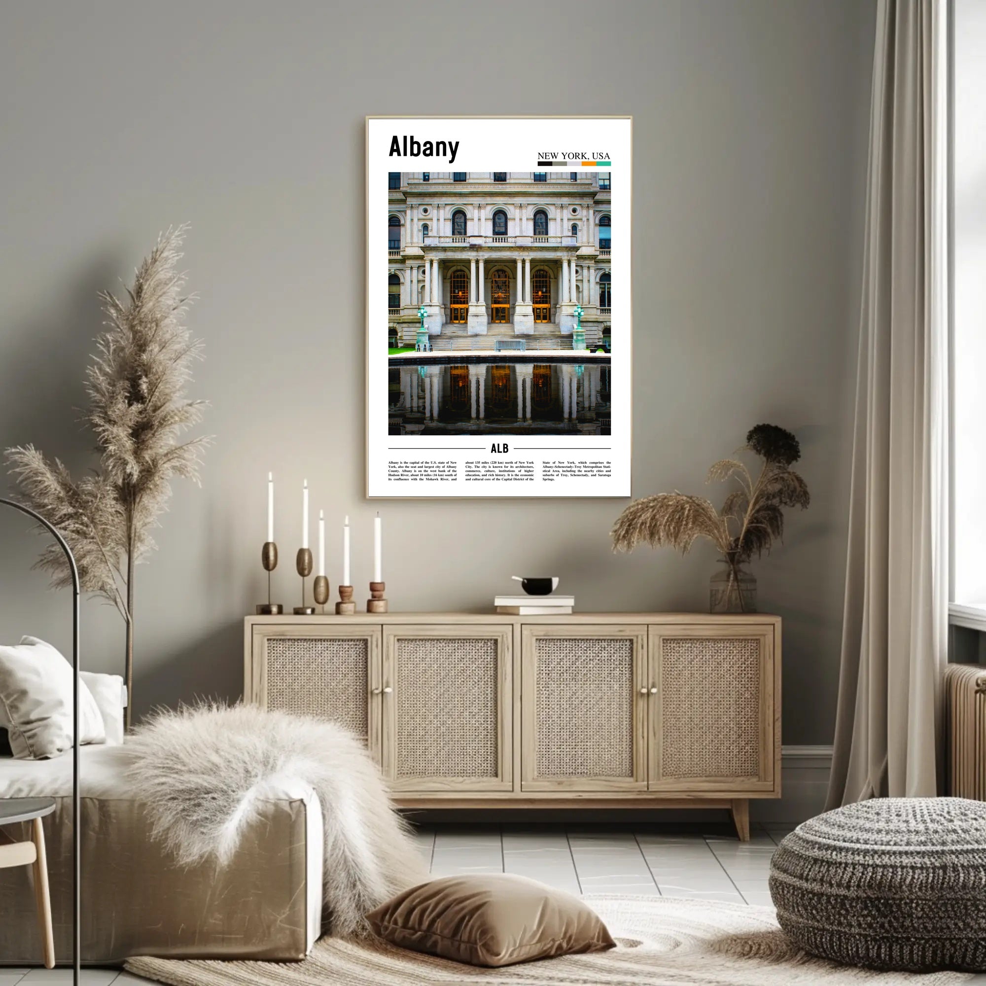Grand Historical Architecture Reflected Water Symmetry Heritage Poster PosterGoat