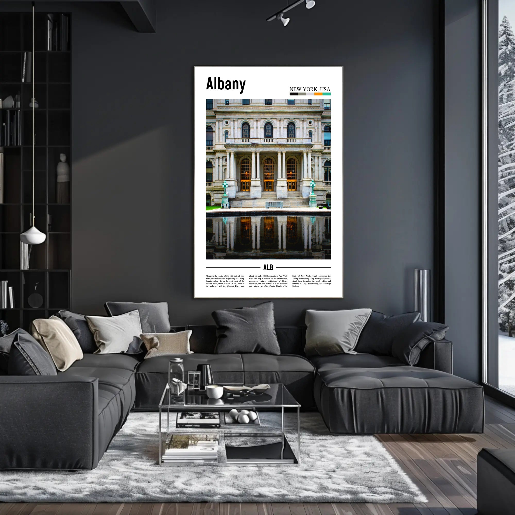 Grand Historical Architecture Reflected Water Symmetry Heritage Poster PosterGoat