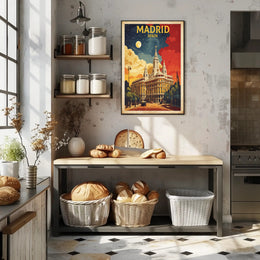Grand Historical Building in Vintage Madrid Urban or Cityscape Poster PosterGoat