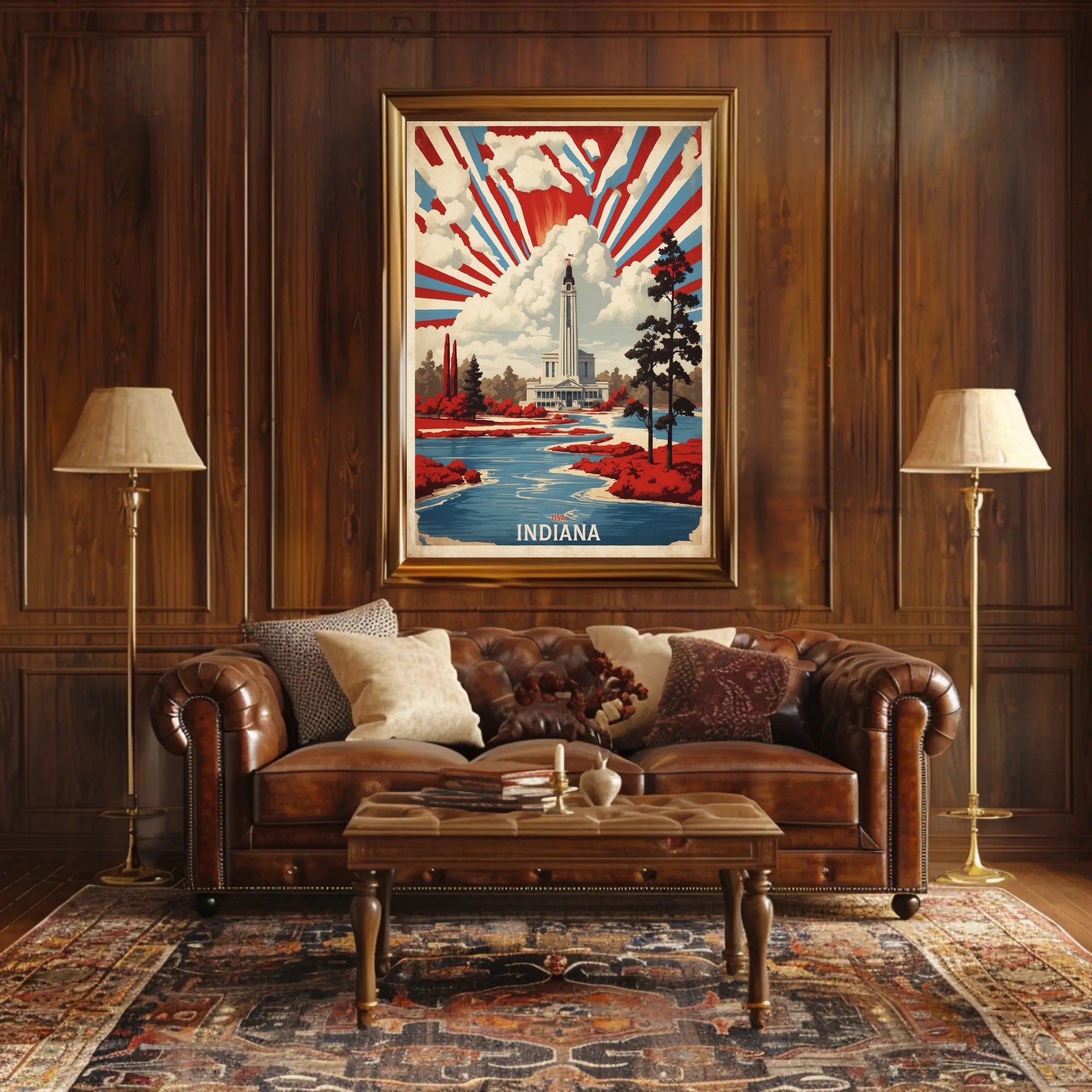 Grand Landmark with Vibrant Foliage Urban or Cityscape Poster PosterGoat