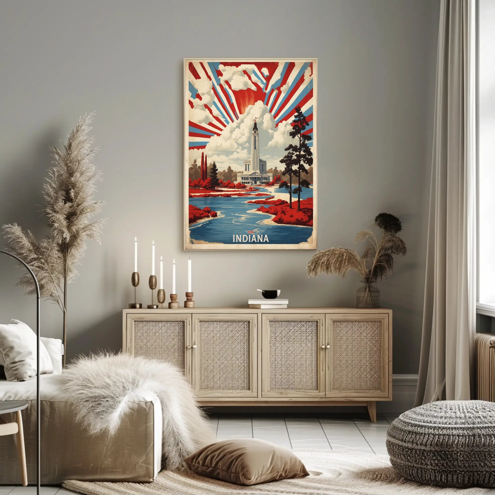 Grand Landmark with Vibrant Foliage Urban or Cityscape Poster PosterGoat