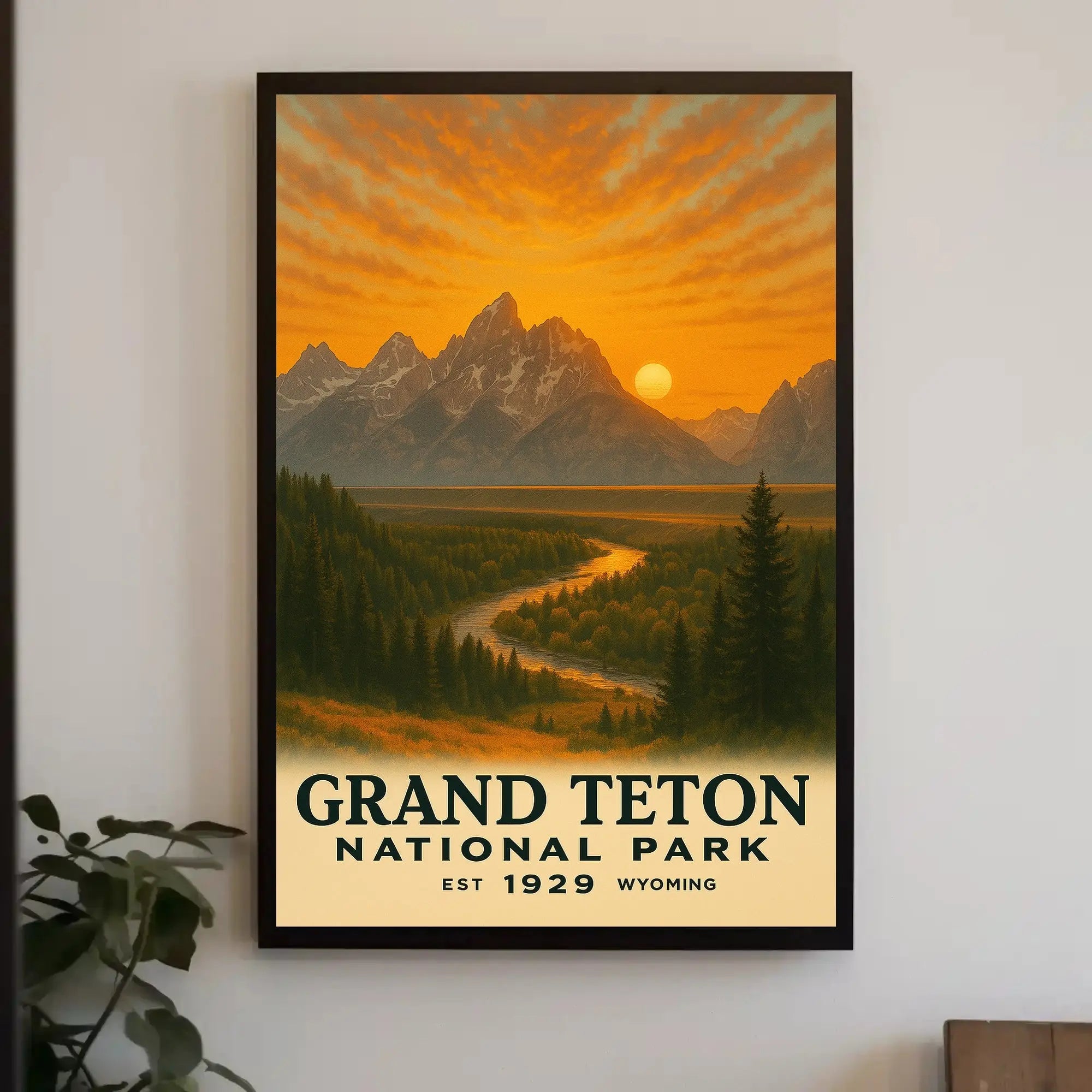 Grand Teton Vintage Landscape National Park Poster PosterGoat