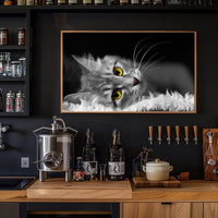Gray Cat with Yellow Eyes at Rest - Animal Poster PosterGoat