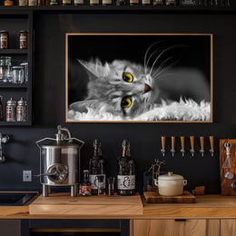 Gray Cat with Yellow Eyes at Rest - Animal Poster PosterGoat
