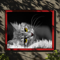 Gray Cat with Yellow Eyes at Rest - Animal Poster PosterGoat