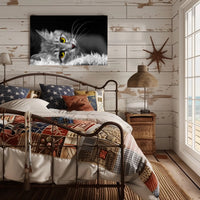 Gray Cat with Yellow Eyes at Rest - Animal Poster PosterGoat
