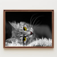 Gray Cat with Yellow Eyes at Rest - Animal Poster PosterGoat