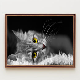 Gray Cat with Yellow Eyes at Rest - Animal Poster PosterGoat