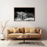 Gray Cat with Yellow Eyes at Rest - Animal Poster PosterGoat