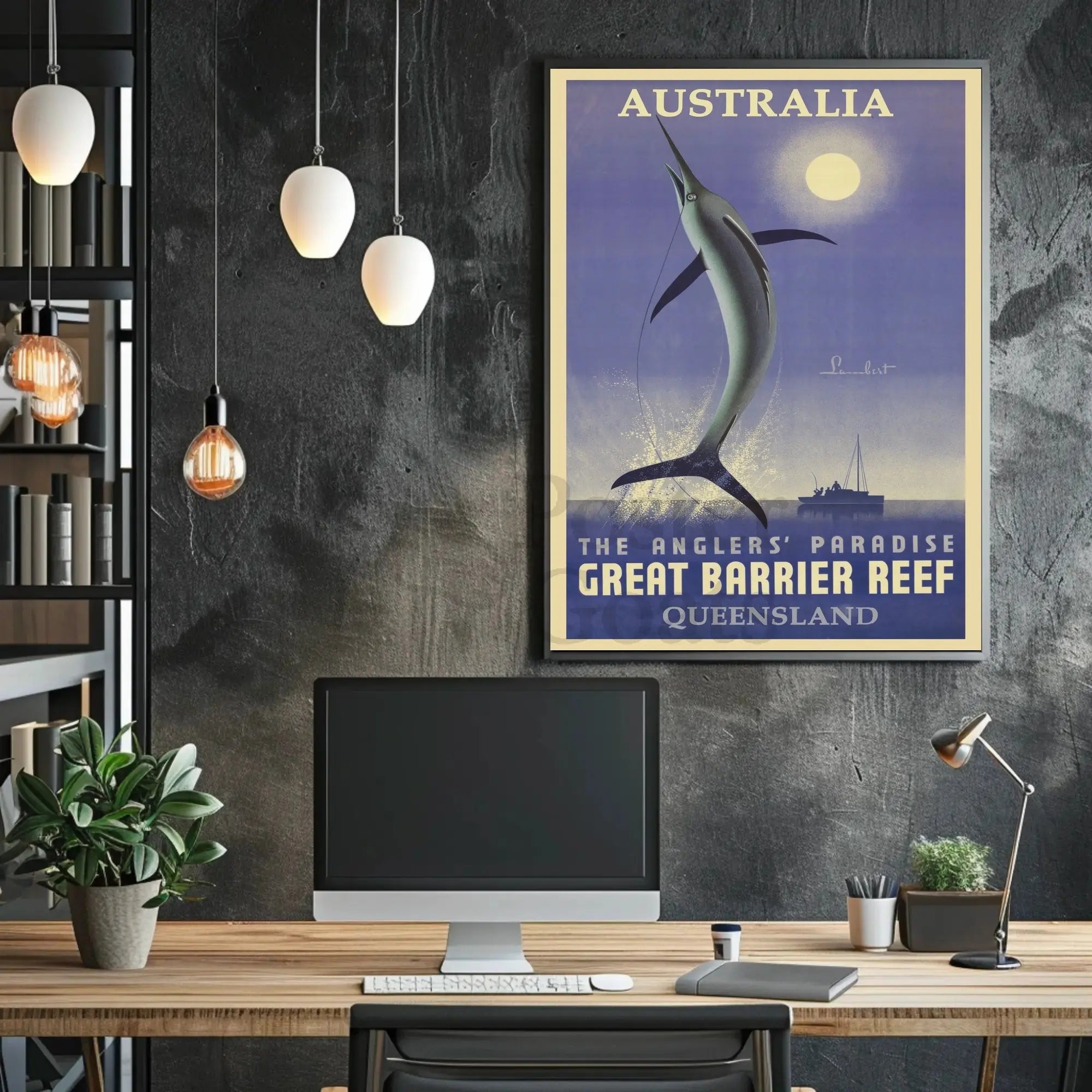 Great Barrier Reef Angling Adventure Travel Poster PosterGoat