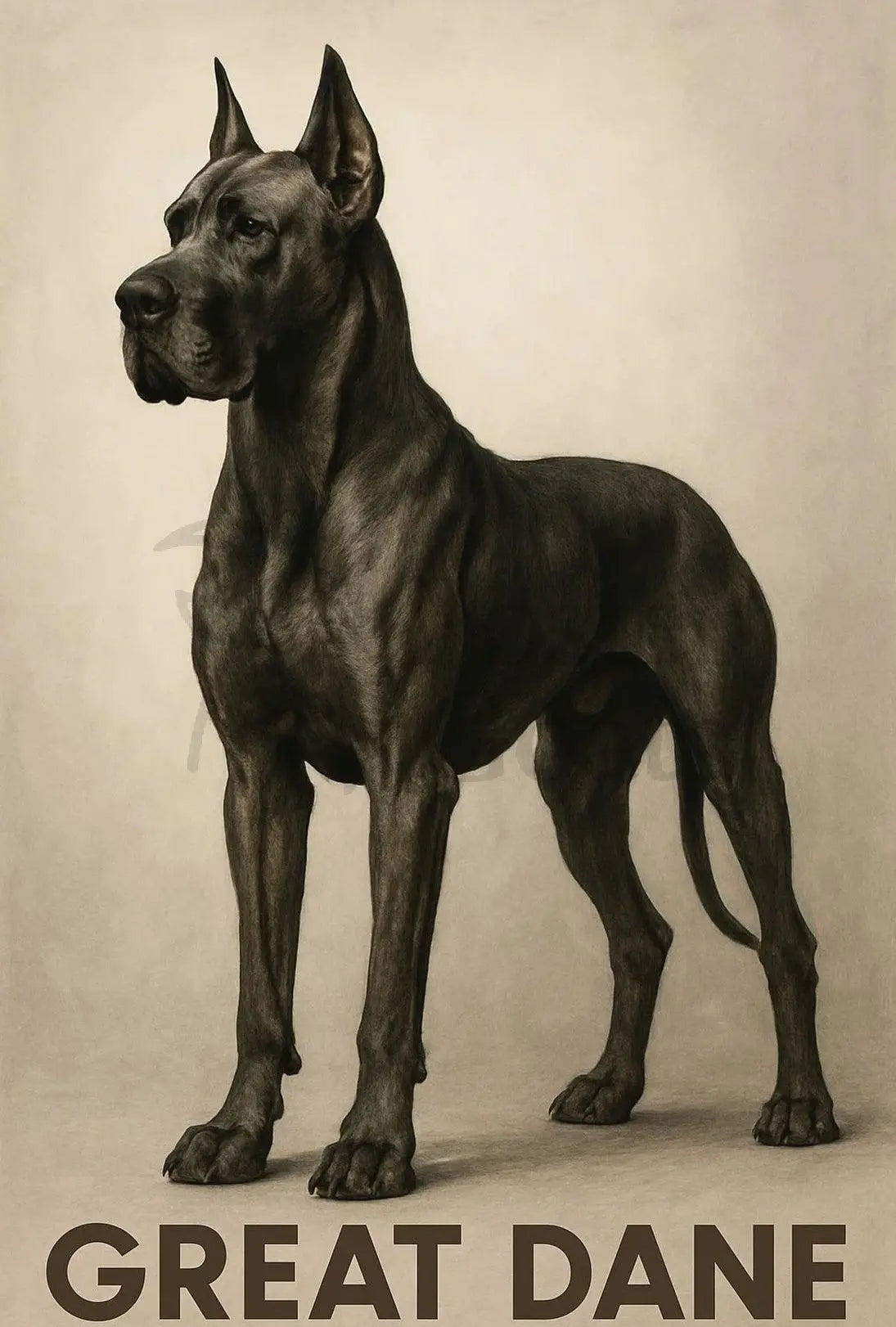 Great Dane Elegance in Sepia Dog Breed Poster PosterGoat