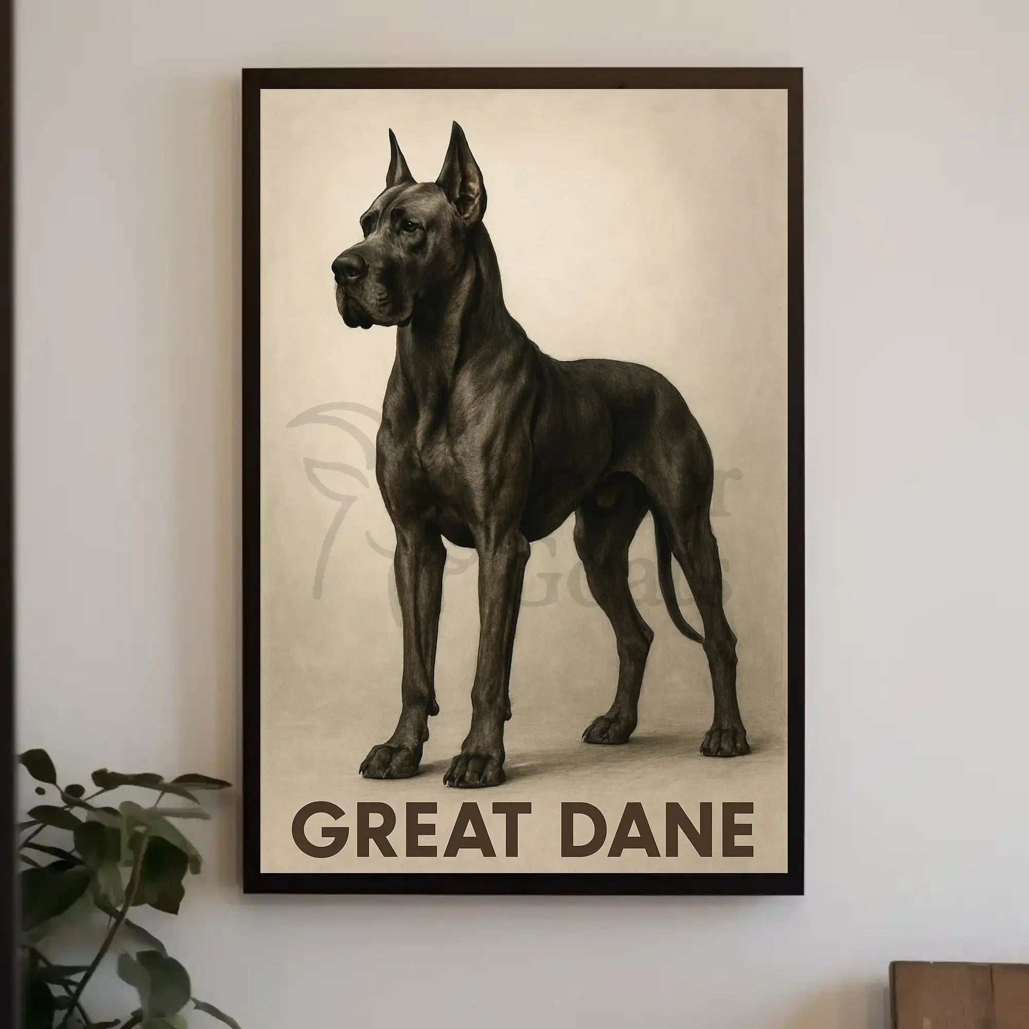 Great Dane Elegance in Sepia Dog Breed Poster PosterGoat
