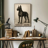 Great Dane Elegance in Sepia Dog Breed Poster PosterGoat