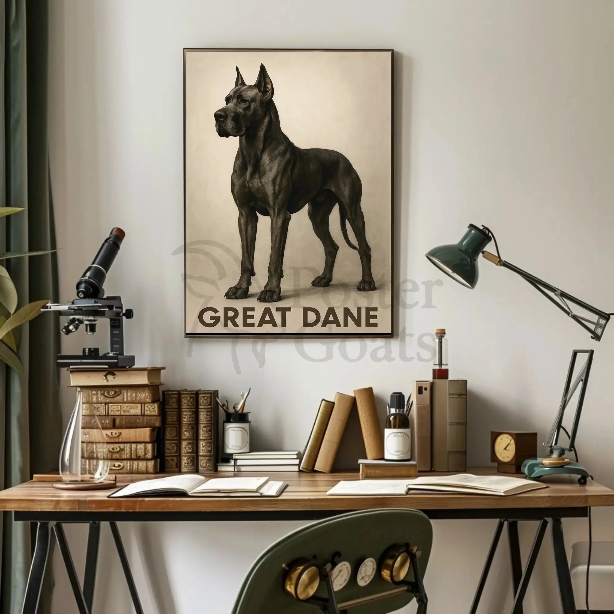 Great Dane Elegance in Sepia Dog Breed Poster PosterGoat