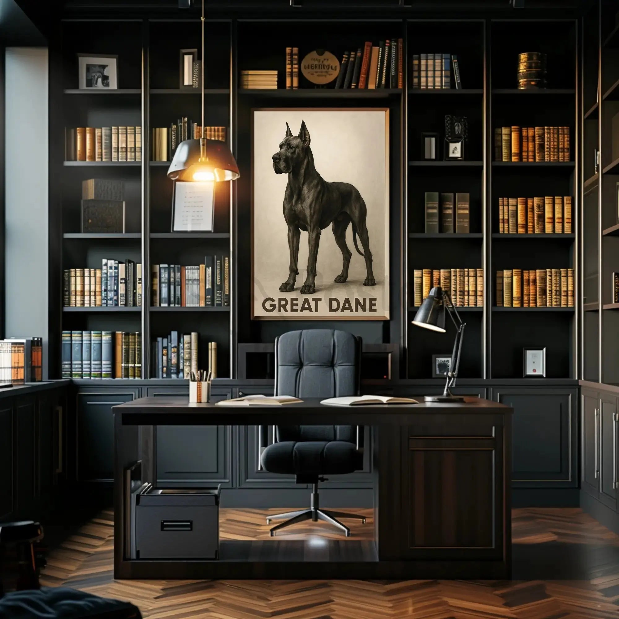 Great Dane Elegance in Sepia Dog Breed Poster PosterGoat