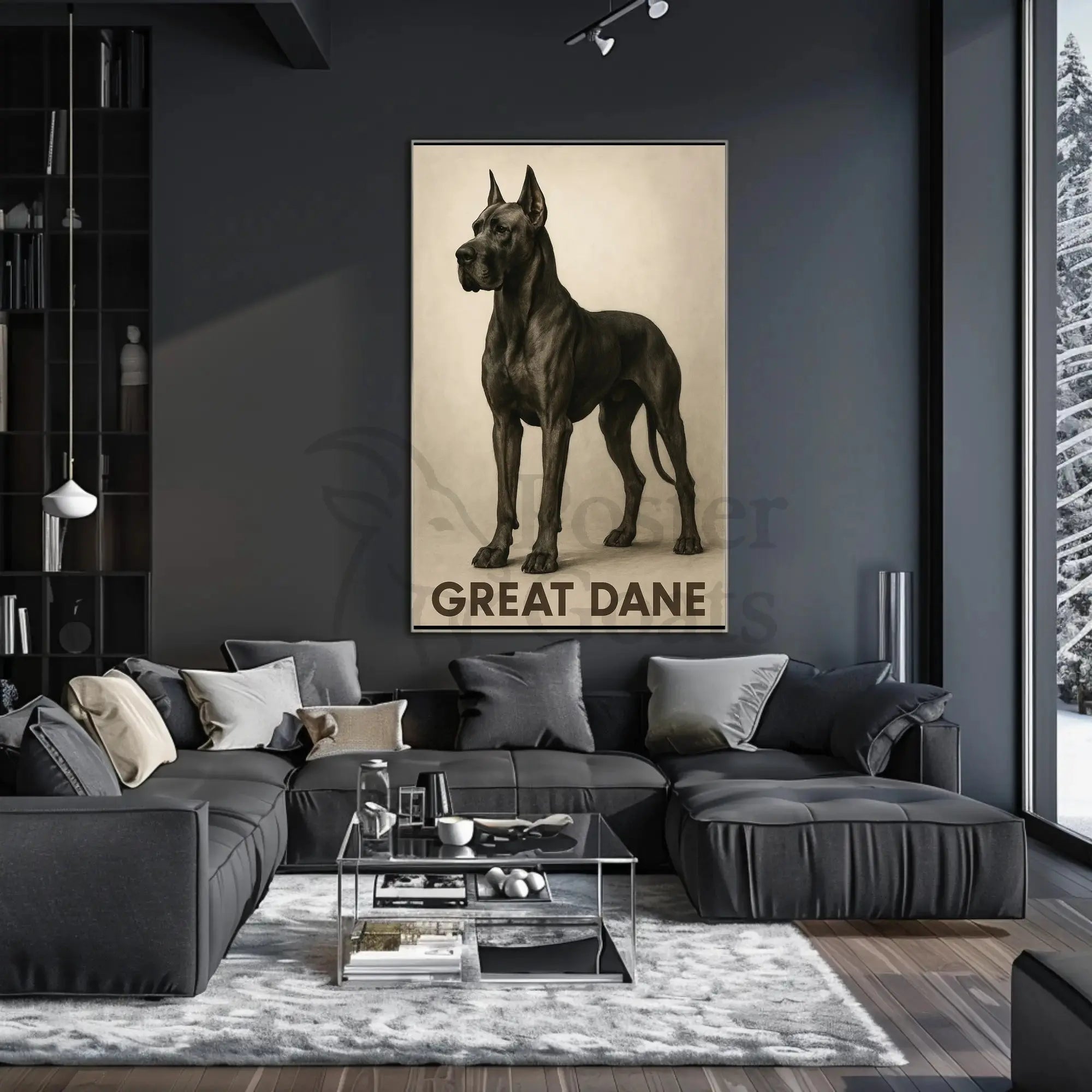 Great Dane Elegance in Sepia Dog Breed Poster PosterGoat