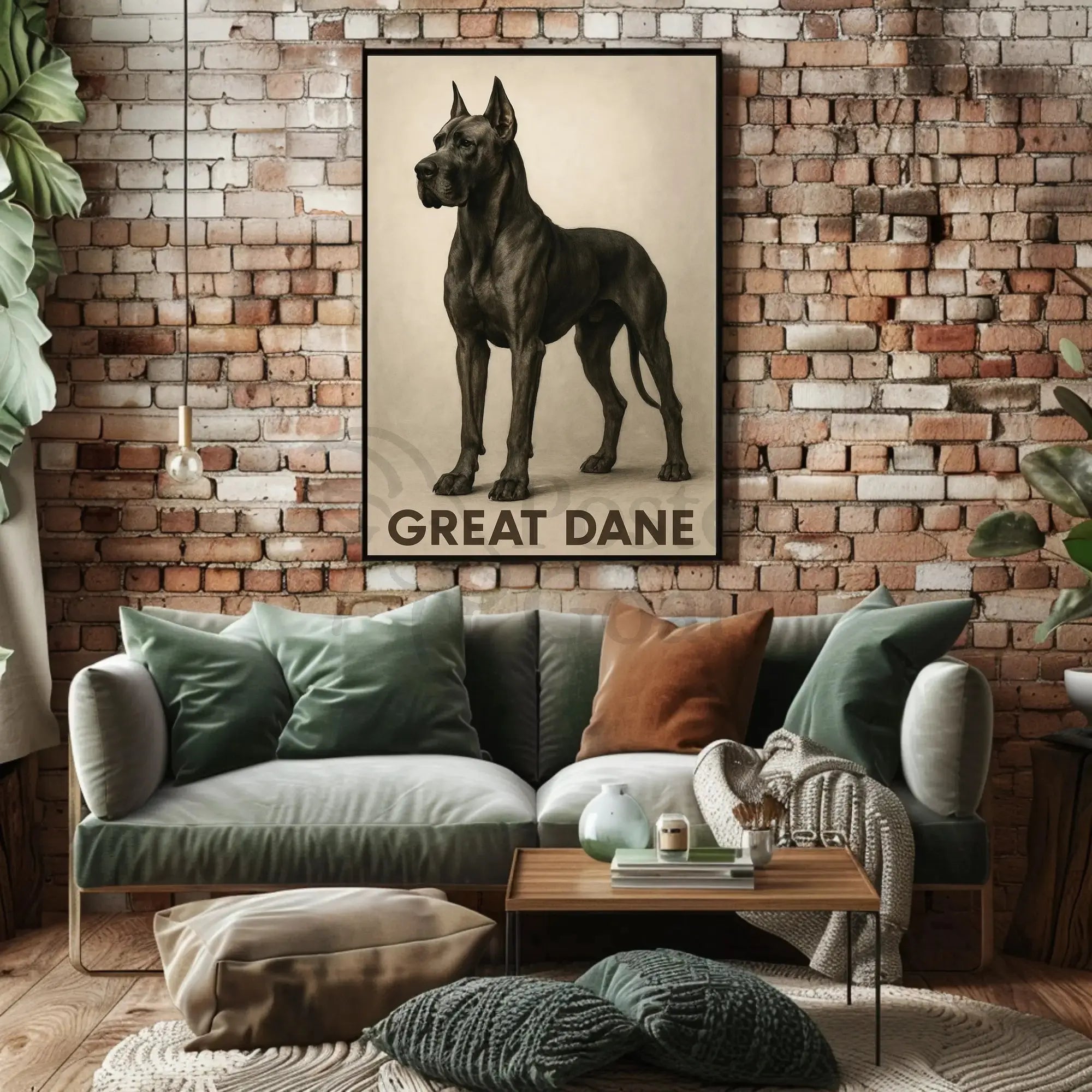Great Dane Elegance in Sepia Dog Breed Poster PosterGoat