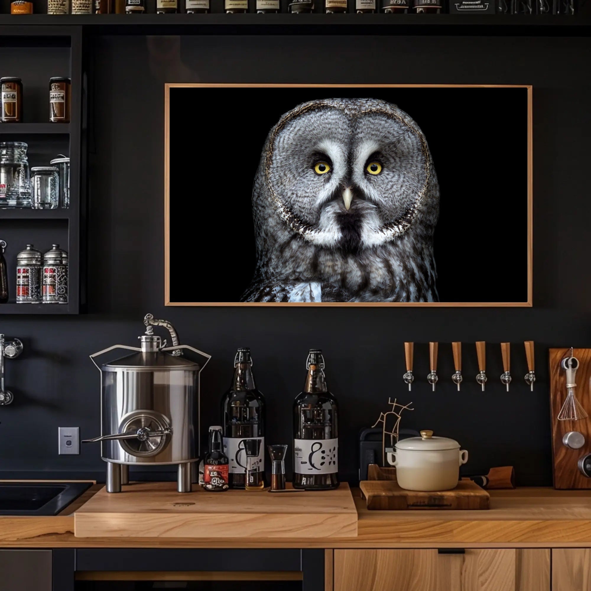 Great Grey Owl Intensity Animal Poster PosterGoat