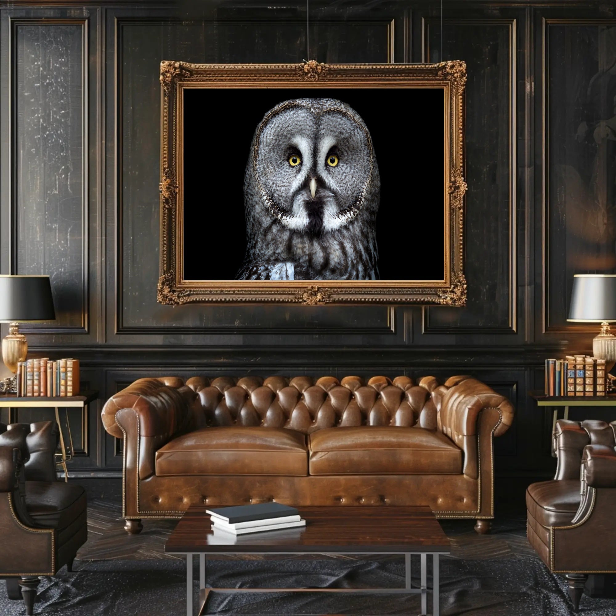 Great Grey Owl Intensity Animal Poster PosterGoat