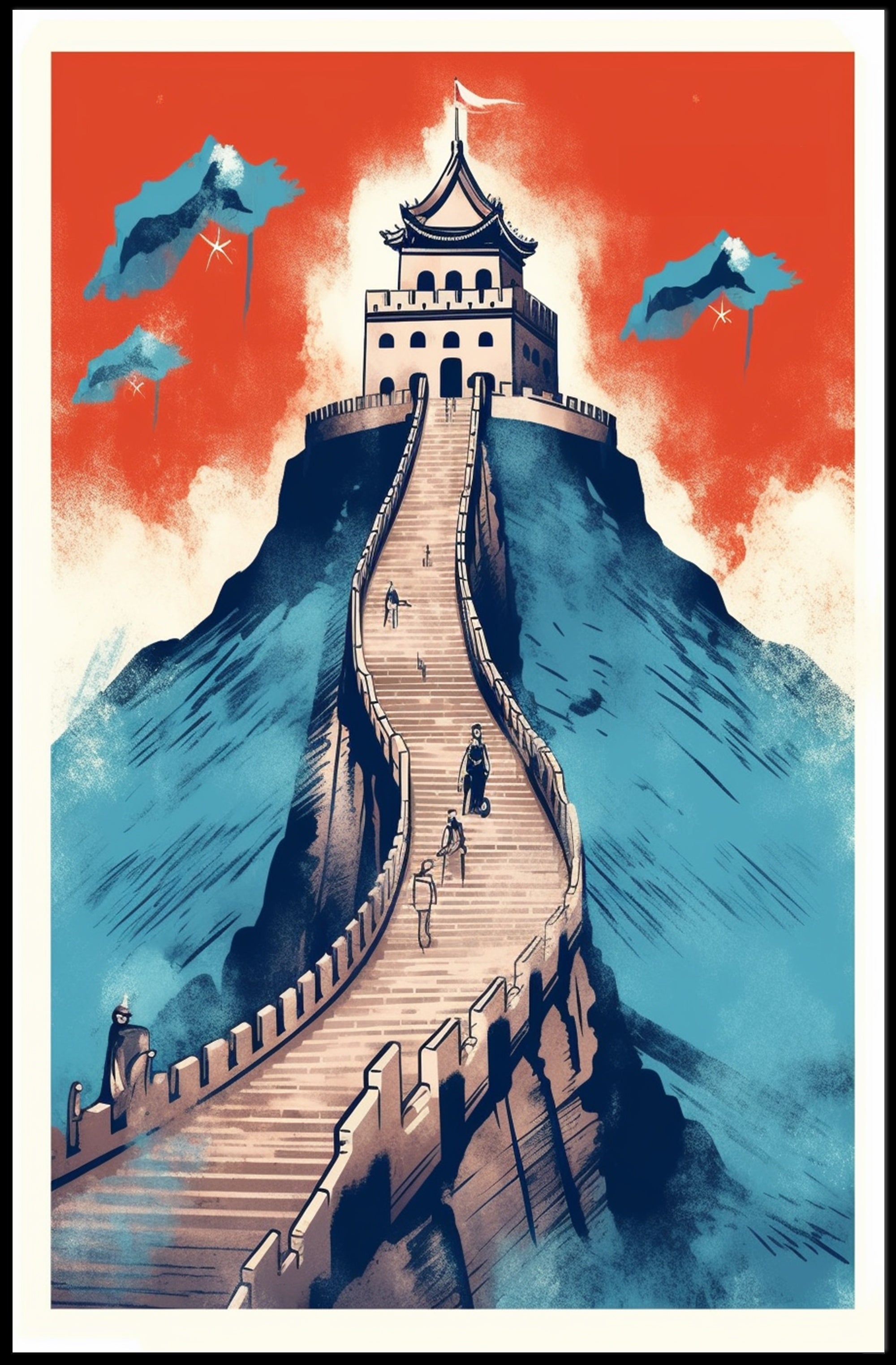Great Wall Adventure Artistry Travel Poster PosterGoat