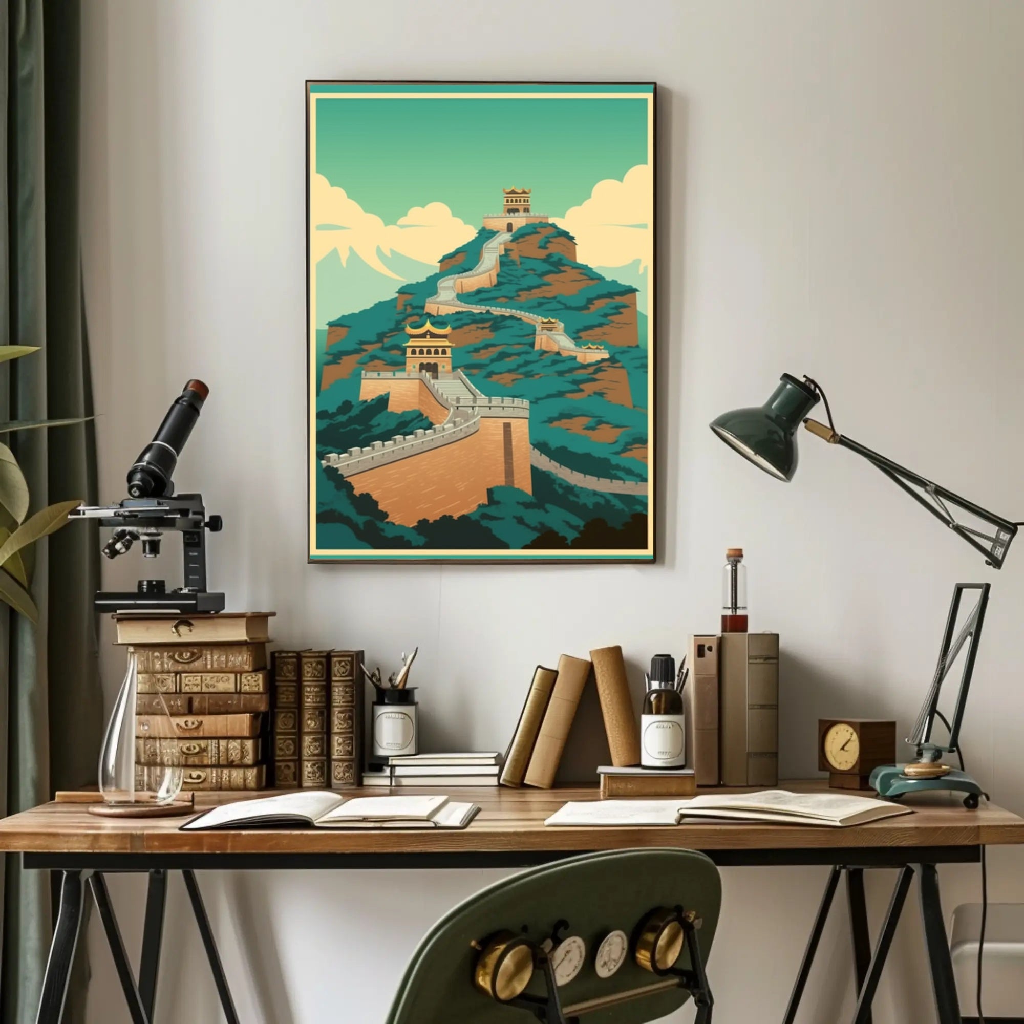 Great Wall of China Artistic Illustration Cultural Heritage Poster PosterGoat