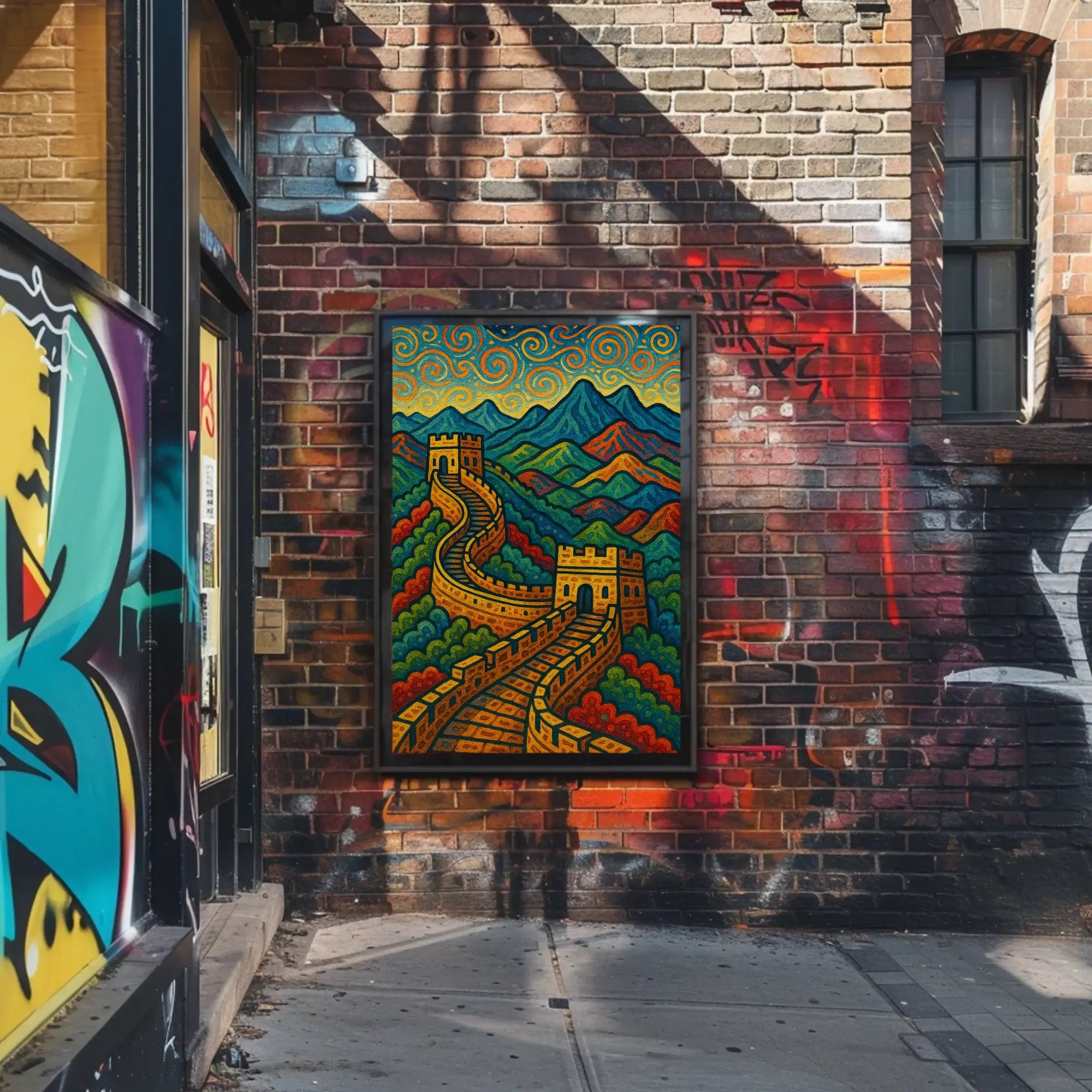 Great Wall of China Post-Impressionistic Cultural Poster PosterGoat
