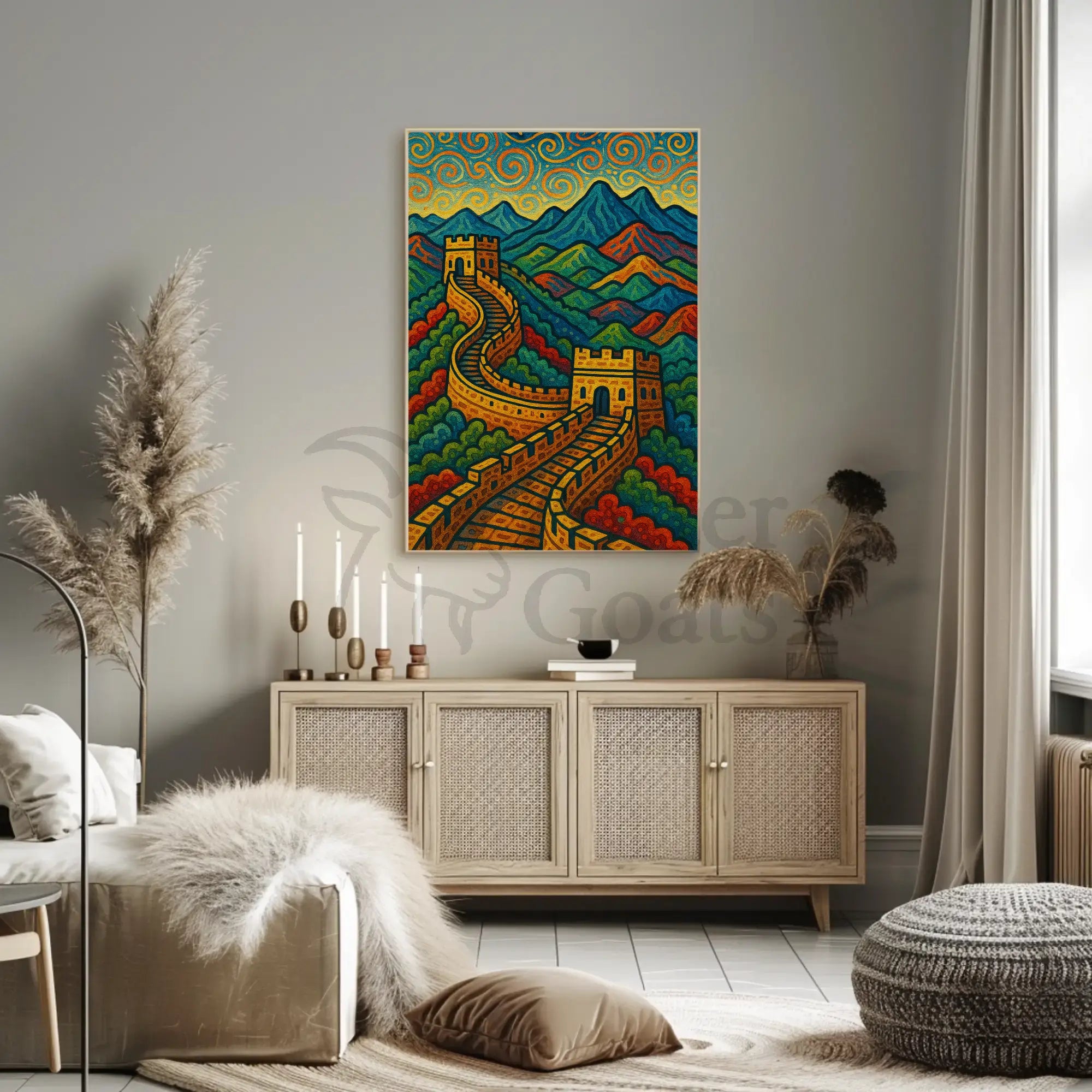 Great Wall of China Post-Impressionistic Cultural Poster PosterGoat