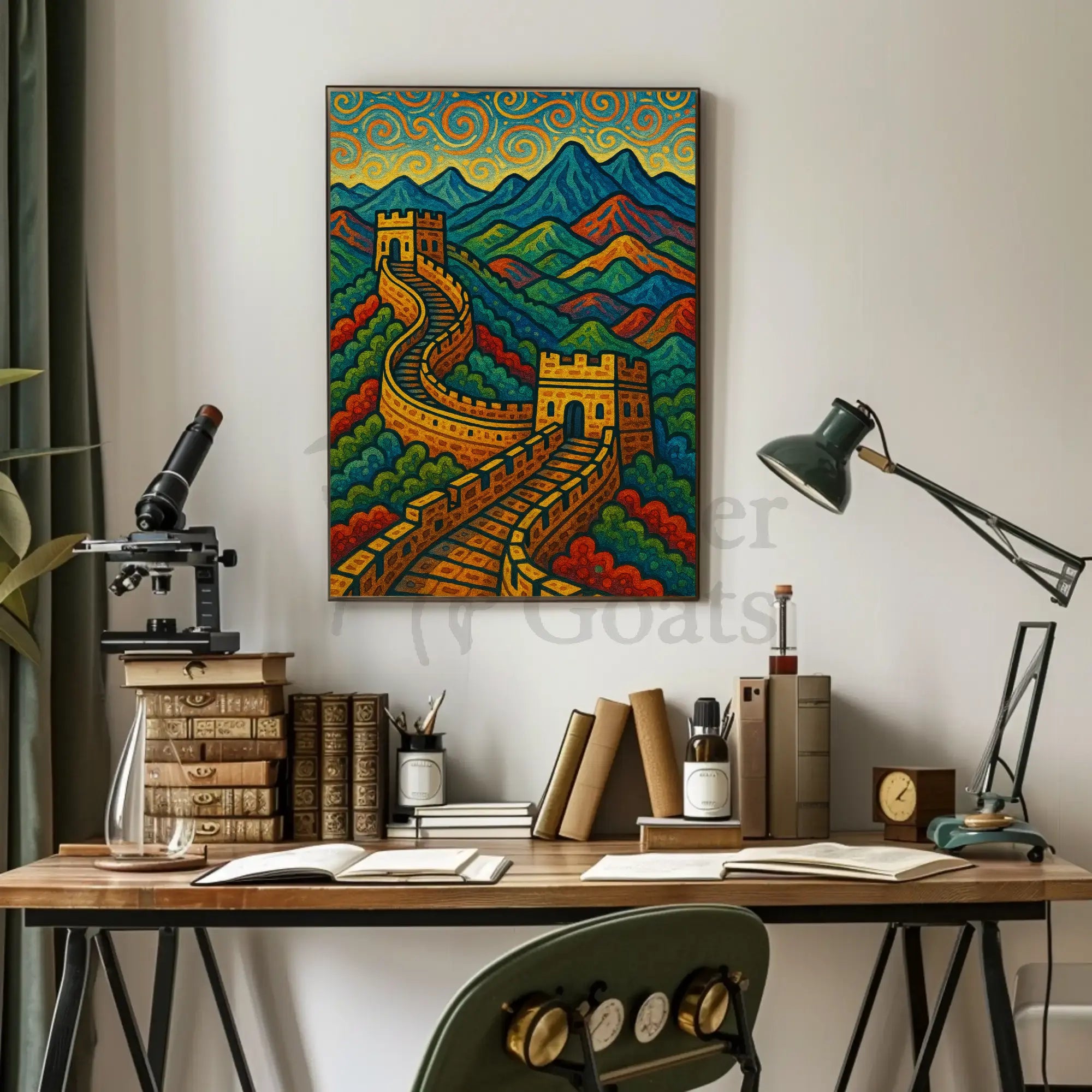 Great Wall of China Post-Impressionistic Cultural Poster PosterGoat