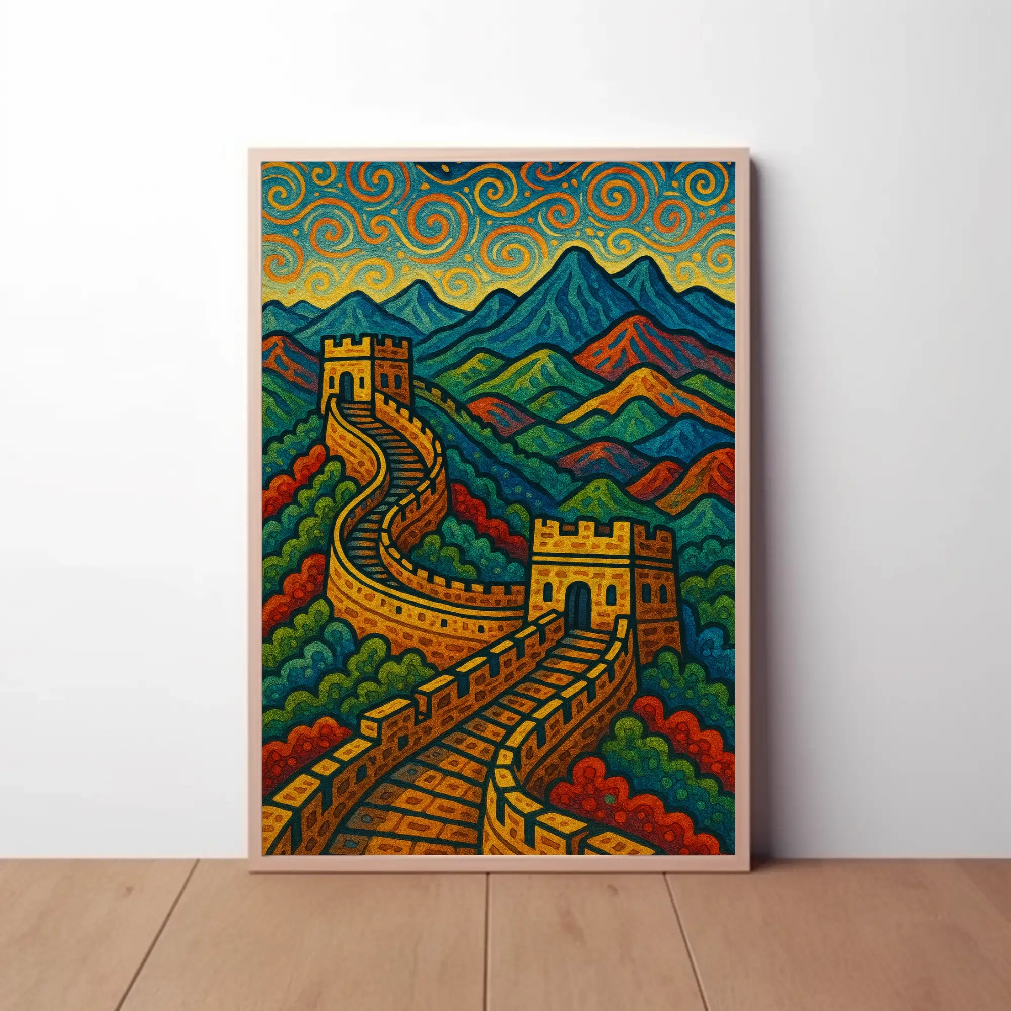 Great Wall of China Post-Impressionistic Cultural Poster PosterGoat