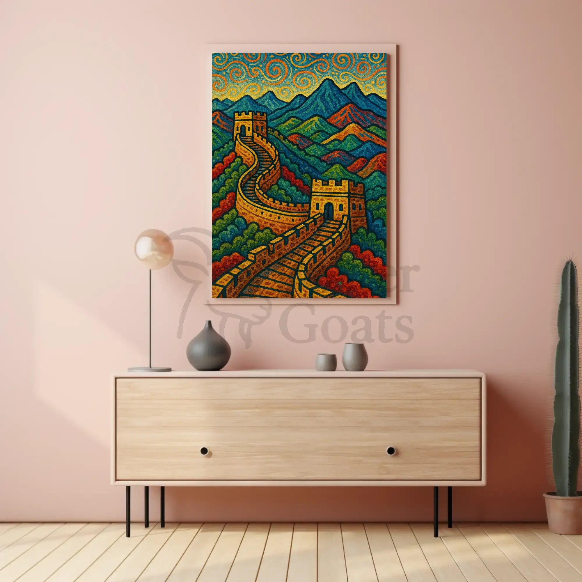 Great Wall of China Post-Impressionistic Cultural Poster PosterGoat