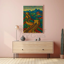 Great Wall of China Post-Impressionistic Cultural Poster PosterGoat
