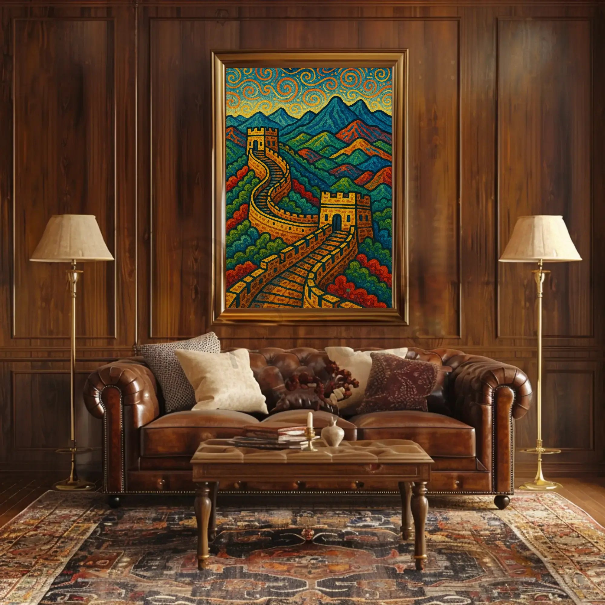 Great Wall of China Post-Impressionistic Cultural Poster PosterGoat