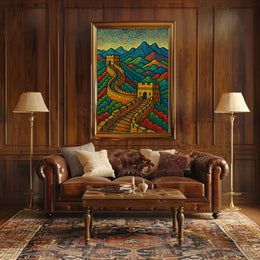 Great Wall of China Post-Impressionistic Cultural Poster PosterGoat