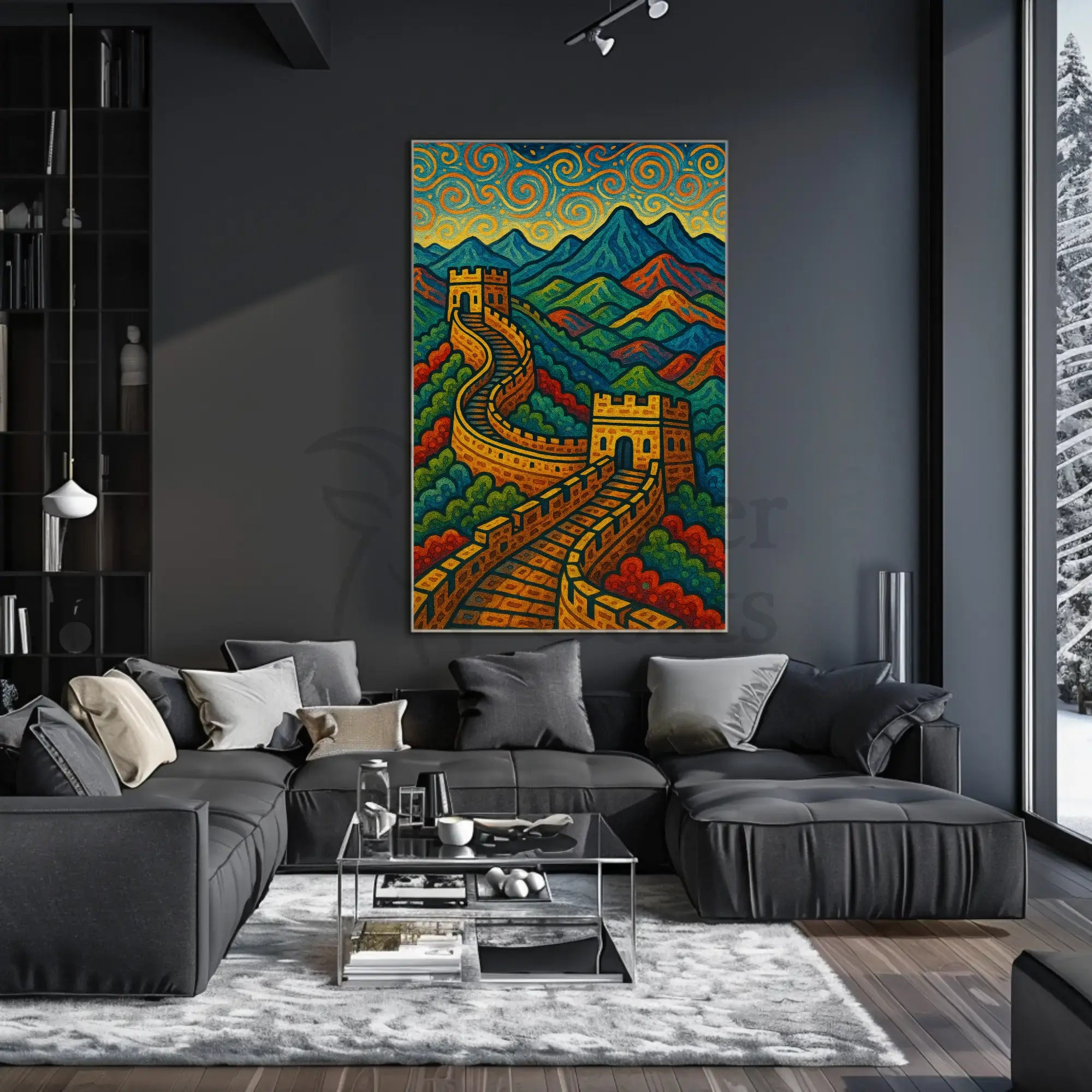 Great Wall of China Post-Impressionistic Cultural Poster PosterGoat