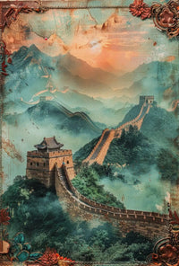 Great Wall of China Sunset Cultural Poster PosterGoat