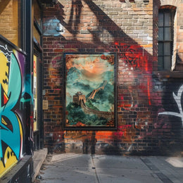 Great Wall of China Sunset Cultural Poster PosterGoat