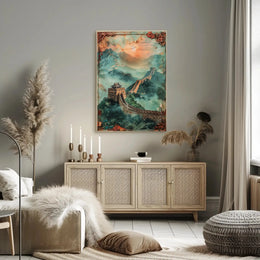 Great Wall of China Sunset Cultural Poster PosterGoat