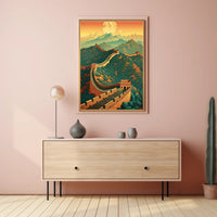 Great Wall under Moon: Cultural or Heritage Poster PosterGoat
